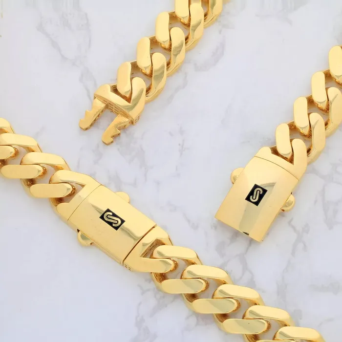 14k Yellow Gold Royal Monaco Miami Cuban Link 9mm Chain Pendant Necklace 30 Goldiacom Necklaces