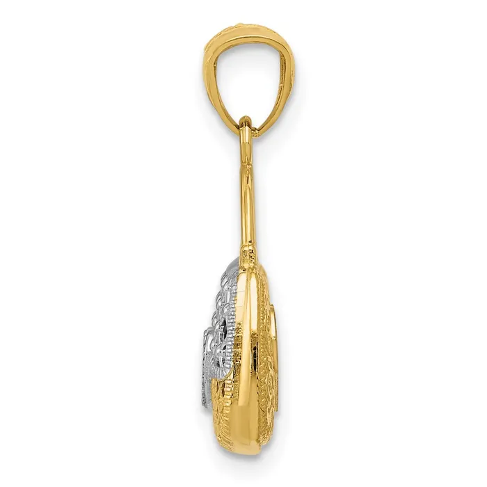 14k Yellow Rhodium Gold wRhodium 3D Reversible Heart Handbag Pendant Goldia Necklaces