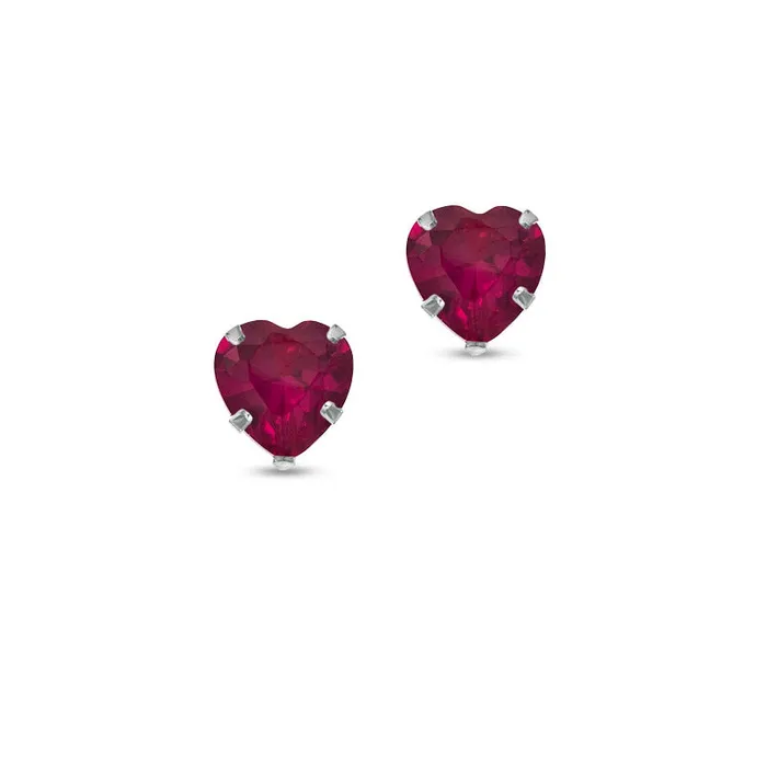 80mm HeartShaped LabCreated Ruby Stud Earrings in 14K White Gold Goldia Earrings 80mm HeartShaped LabCreated Ruby Stud Earrings in 14K White Gold Goldia Earrings