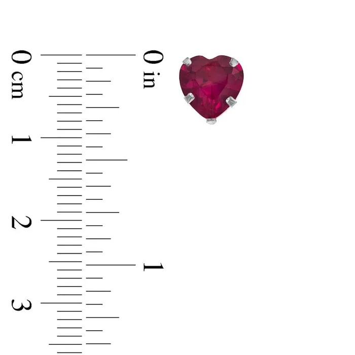 80mm HeartShaped LabCreated Ruby Stud Earrings in 14K White Gold Goldia Earrings 80mm HeartShaped LabCreated Ruby Stud Earrings in 14K White Gold Goldia Earrings