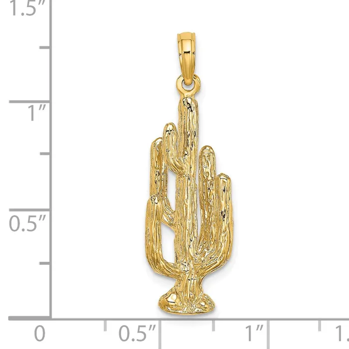 Charm Necklaces Goldia 14k Yellow Gold 3D Cactus Charm