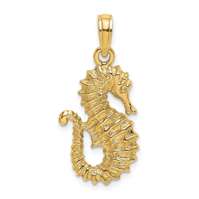 Charm Necklaces Goldia 14k Yellow Gold Textured Seahorse Charm