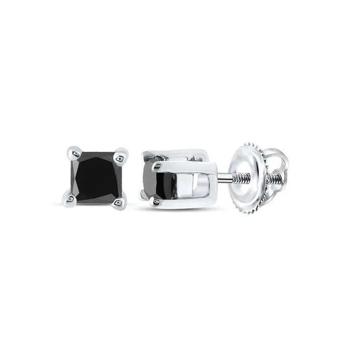 Earrings 14k White Gold Black Princess Solitaire Diamond Stud Earrings 14 Cttw gndatlanta Earrings 14k White Gold Black Princess Solitaire Diamond Stud Earrings 14 Cttw gndatlanta