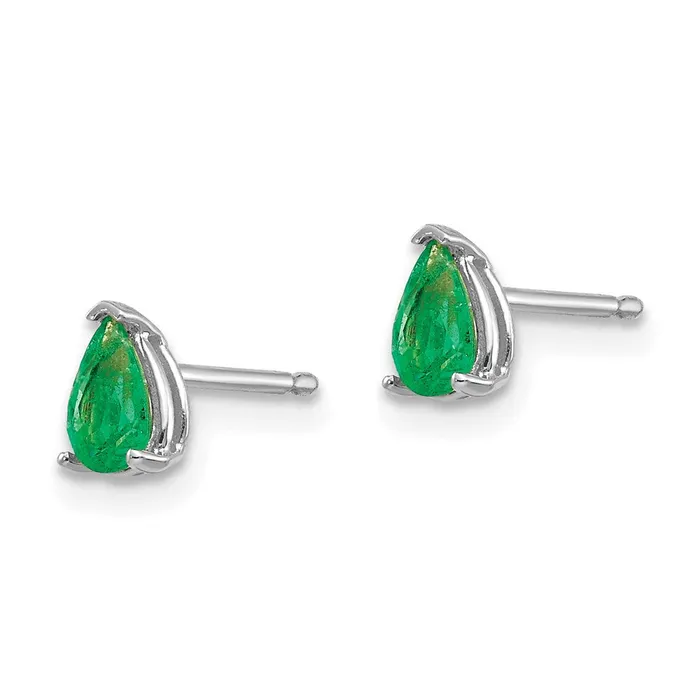 Earrings 14k White Gold Emerald Earrings Goldia