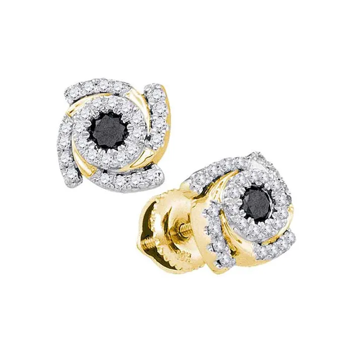 Earrings gndatlanta 10k Yellow Gold Round Black Diamond Fashion Earrings 12 Cttw Earrings gndatlanta 10k Yellow Gold Round Black Diamond Fashion Earrings 12 Cttw