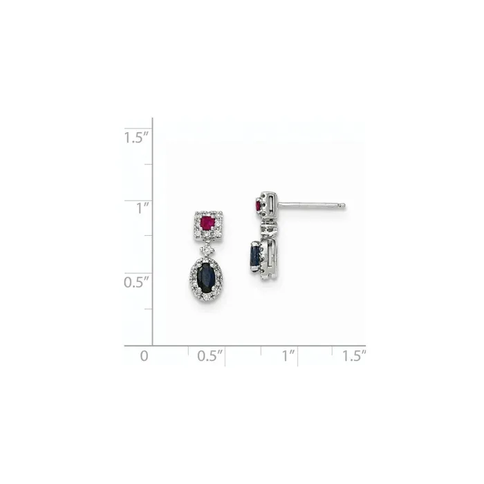 Earrings Goldia 14K White Gold Real Diamond Sapphire u0026 Ruby Earrings