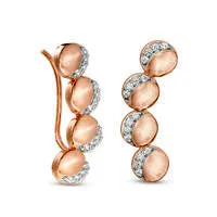 Earrings Goldia LabCreated White Sapphire Crescent Four Moon Crawler Earrings in Sterling Silver with 14K Rose Gold Plate Earrings Goldia LabCreated White Sapphire Crescent Four Moon Crawler Earrings in Sterling Silver with 14K Rose Gold Plate