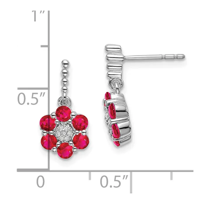 Earrings Goldia Solid 14k White Gold Simulated Ruby and CZ Earrings Earrings Goldia Solid 14k White Gold Simulated Ruby and CZ Earrings