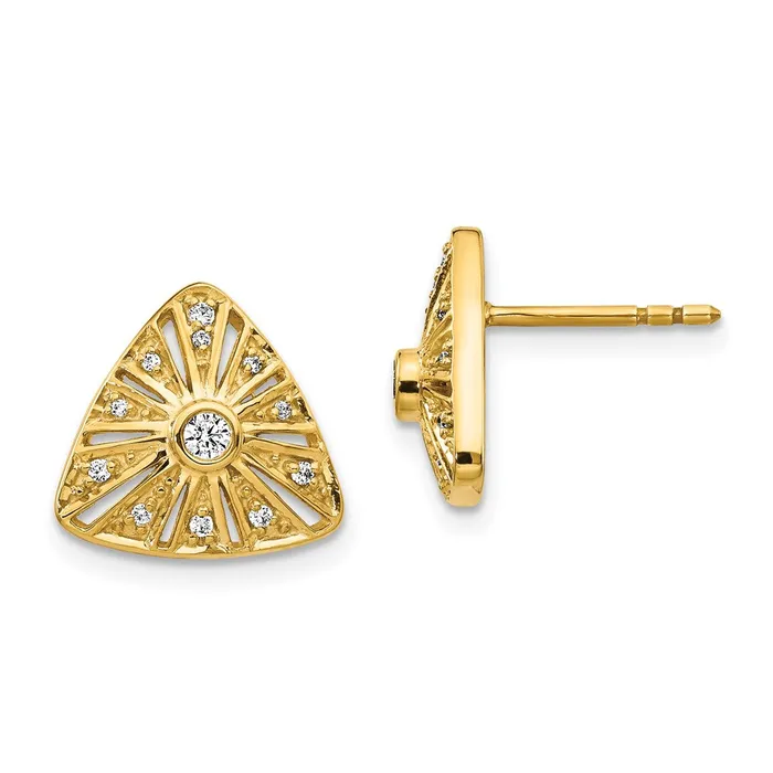 Earrings Goldia Solid 14k Yellow Gold Simulated CZ Vintage Earrings