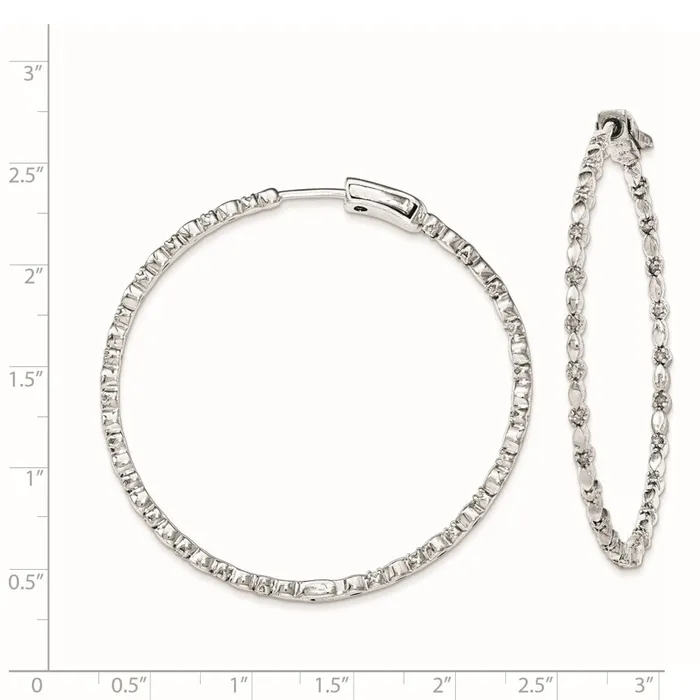 Earrings Goldia Sterling Silver Rhodiumplated Diamond Hoop Earrings