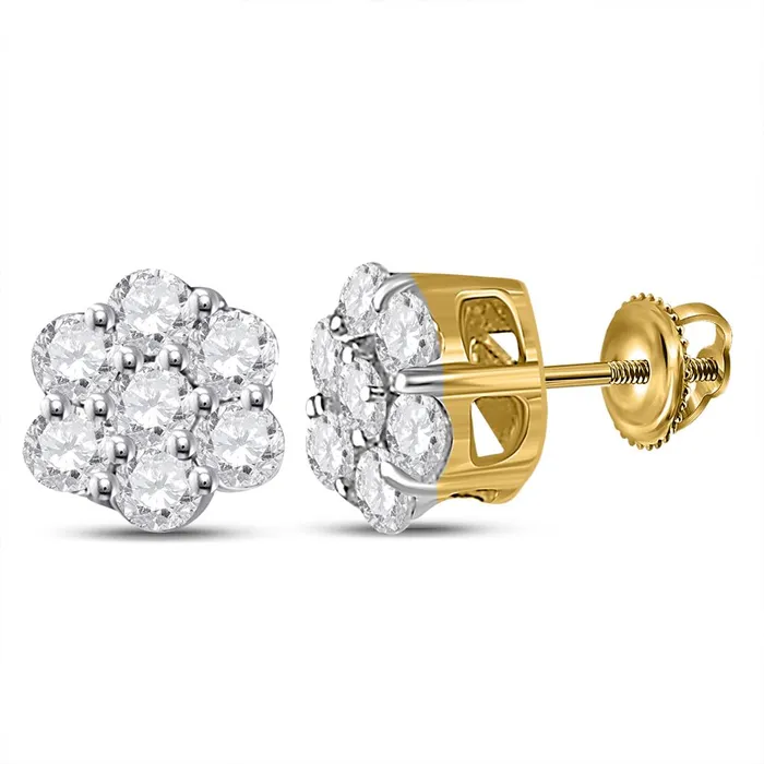 gndatlanta 10k Yellow Gold Round Diamond Flower Cluster Earrings 13 Cttw Earrings gndatlanta 10k Yellow Gold Round Diamond Flower Cluster Earrings 13 Cttw Earrings