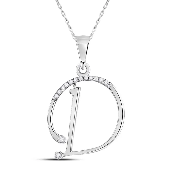 gndatlanta 14k White Gold Round Diamond D Initial Letter Pendant 112 Cttw Necklaces gndatlanta 14k White Gold Round Diamond D Initial Letter Pendant 112 Cttw Necklaces