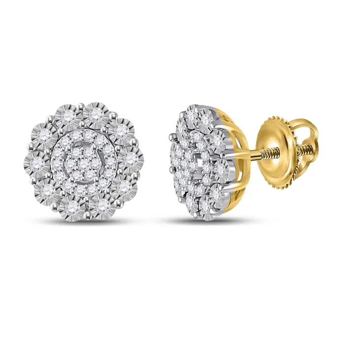 gndatlanta Earrings 10k Yellow Gold Round Diamond Cluster Earrings 15 Cttw gndatlanta Earrings 10k Yellow Gold Round Diamond Cluster Earrings 15 Cttw
