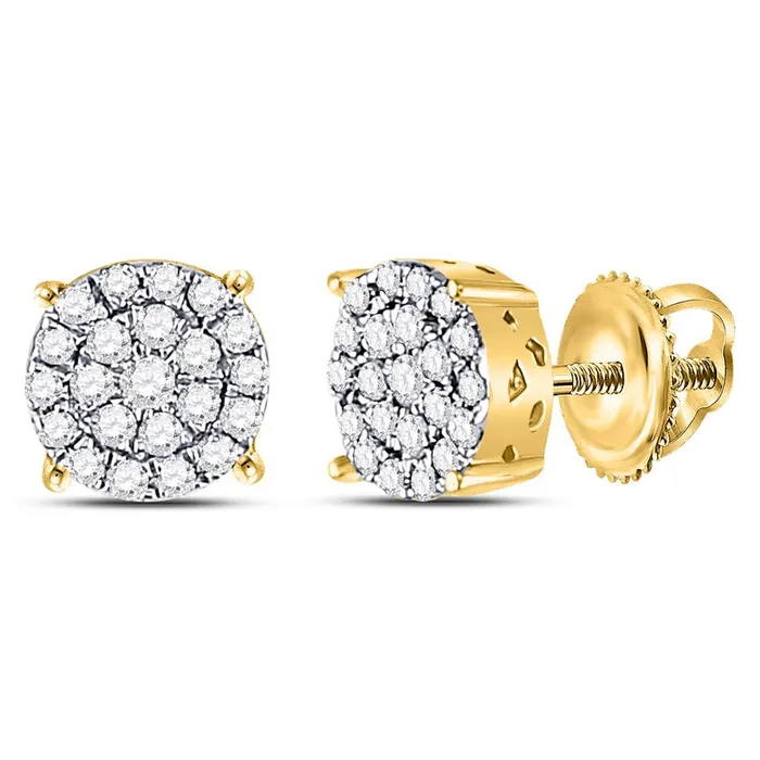 gndatlanta Earrings 10k Yellow Gold Round Diamond Fashion Cluster Earrings 14 Cttw gndatlanta Earrings 10k Yellow Gold Round Diamond Fashion Cluster Earrings 14 Cttw