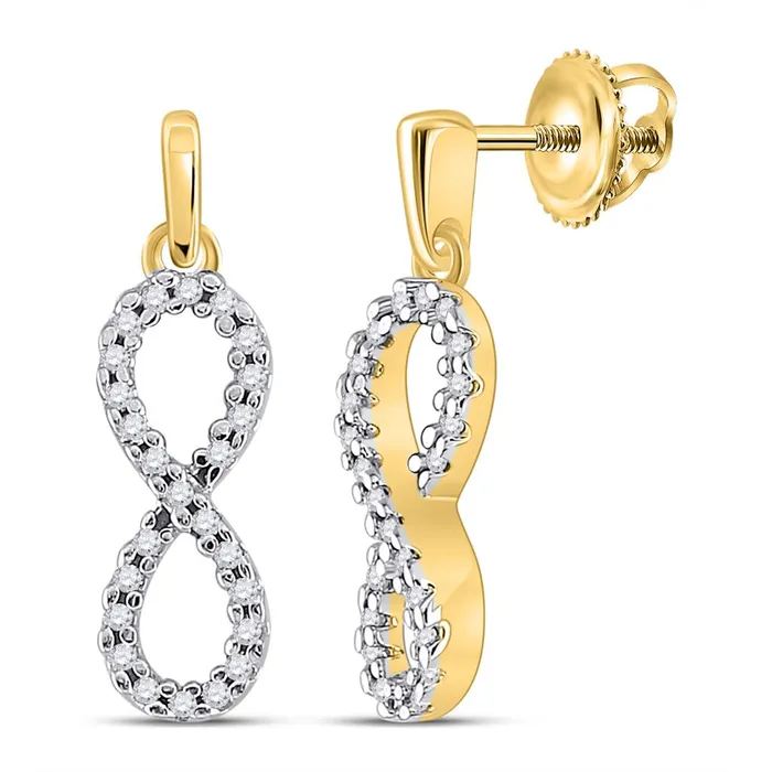 gndatlanta Earrings 10k Yellow Gold Round Diamond Infinity Dangle Earrings 14 Cttw gndatlanta Earrings 10k Yellow Gold Round Diamond Infinity Dangle Earrings 14 Cttw