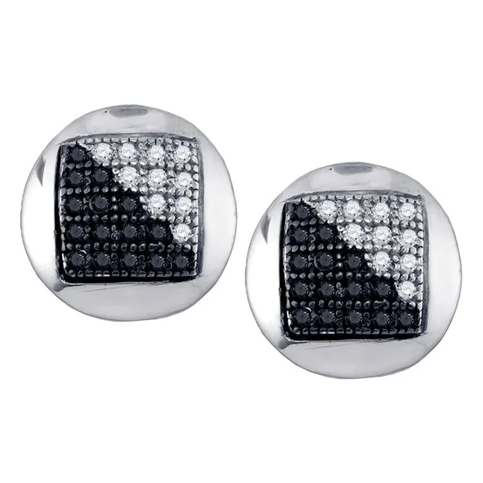 gndatlanta Earrings 14k White Gold Round Black Diamond Cluster Earrings 16 Cttw gndatlanta Earrings 14k White Gold Round Black Diamond Cluster Earrings 16 Cttw