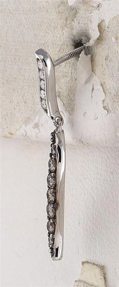 gndatlanta Earrings 14k White Gold Round Brown Diamond Dangle Earrings 12 Cttw gndatlanta Earrings 14k White Gold Round Brown Diamond Dangle Earrings 12 Cttw