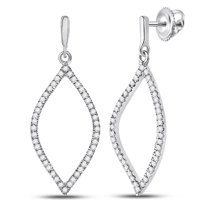 gndatlanta Earrings 14k White Gold Round Diamond Oval Outline Dangle Earrings 14 Cttw gndatlanta Earrings 14k White Gold Round Diamond Oval Outline Dangle Earrings 14 Cttw