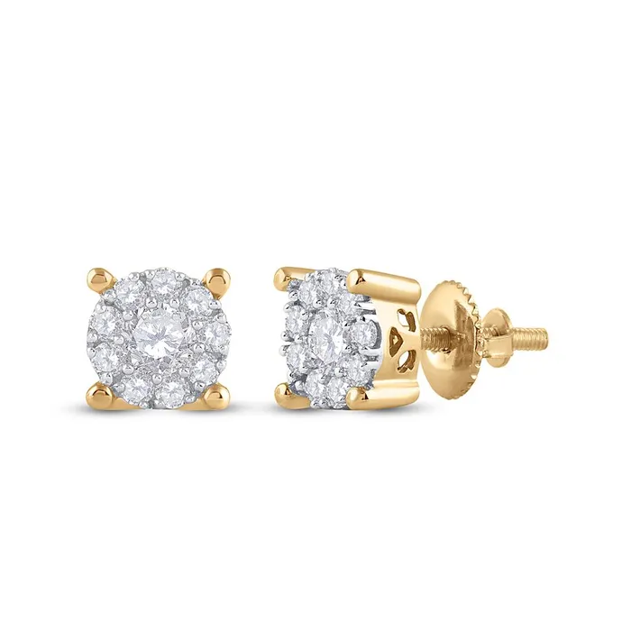 gndatlanta Earrings 14k Yellow Gold Round Diamond Cluster Earrings 12 Cttw gndatlanta Earrings 14k Yellow Gold Round Diamond Cluster Earrings 12 Cttw