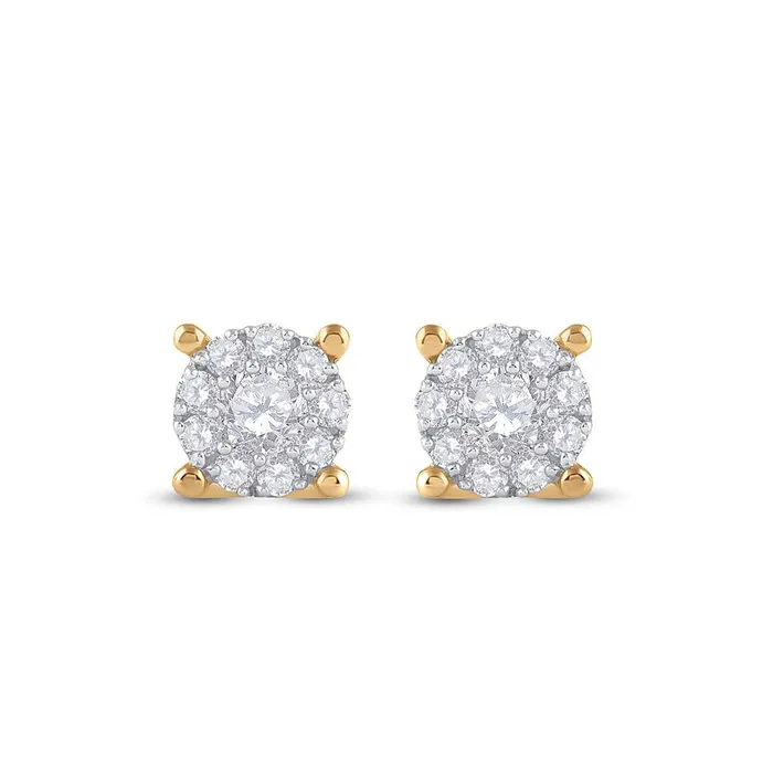gndatlanta Earrings 14k Yellow Gold Round Diamond Cluster Earrings 12 Cttw