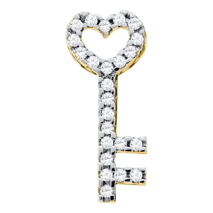 gndatlanta Necklaces 10k Yellow Gold Round Diamond Key Heart Pendant 14 Cttw gndatlanta Necklaces 10k Yellow Gold Round Diamond Key Heart Pendant 14 Cttw