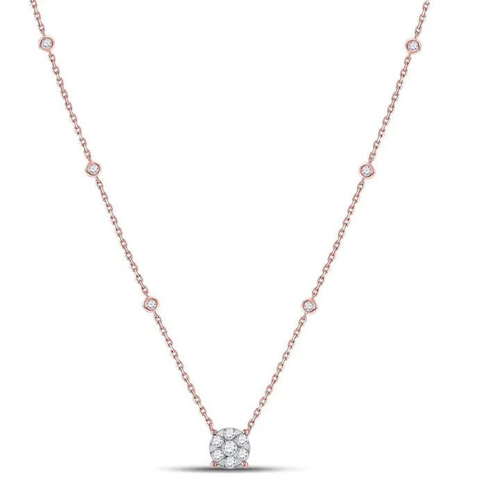 gndatlanta Necklaces 14k Rose Gold Round Diamond Flower Cluster Necklace 58 Cttw gndatlanta Necklaces 14k Rose Gold Round Diamond Flower Cluster Necklace 58 Cttw