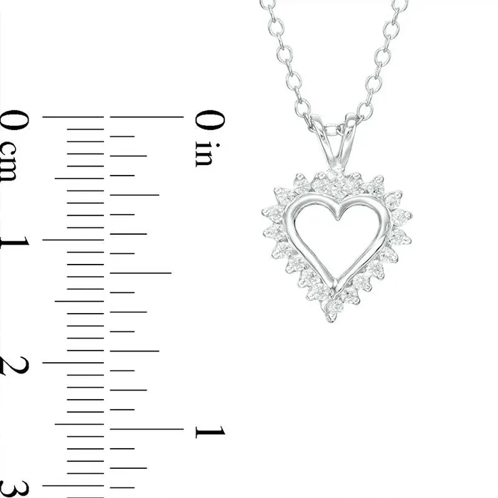 Goldia 1 CT TW Natural Diamond Heart Pendant in 14K White Gold Necklaces Goldia 1 CT TW Natural Diamond Heart Pendant in 14K White Gold Necklaces