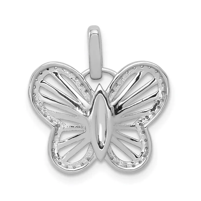 Goldia 14k White Gold 019ct Real Diamond Butterfly Pendant Necklaces