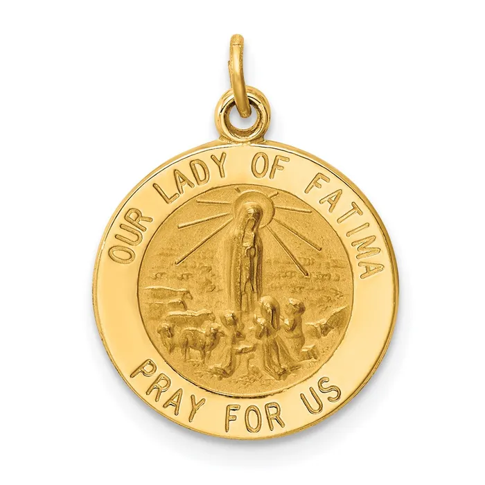 Goldia 14k Yellow Gold Our Lady of Fatima Medal Charm Charm Necklaces