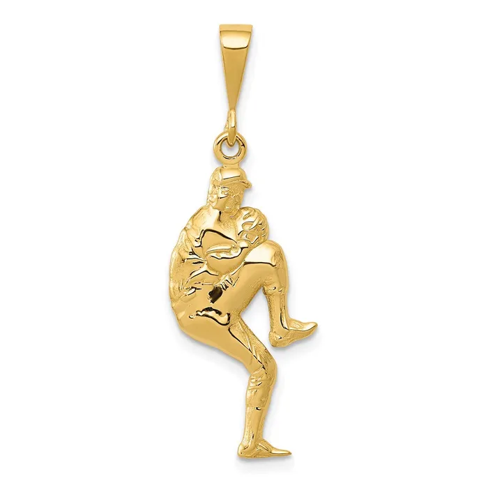 Goldia 14k Yellow Gold Polished 3D Pitcher Baseball Charm Charm Necklaces