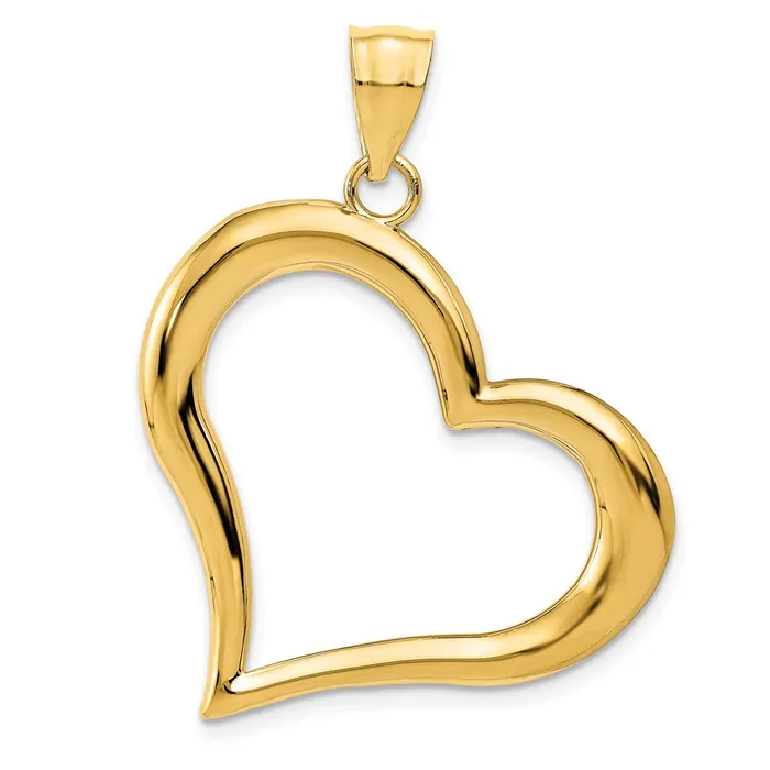 Goldia 14k Yellow Gold Polished Dangling Heart Pendant Necklaces
