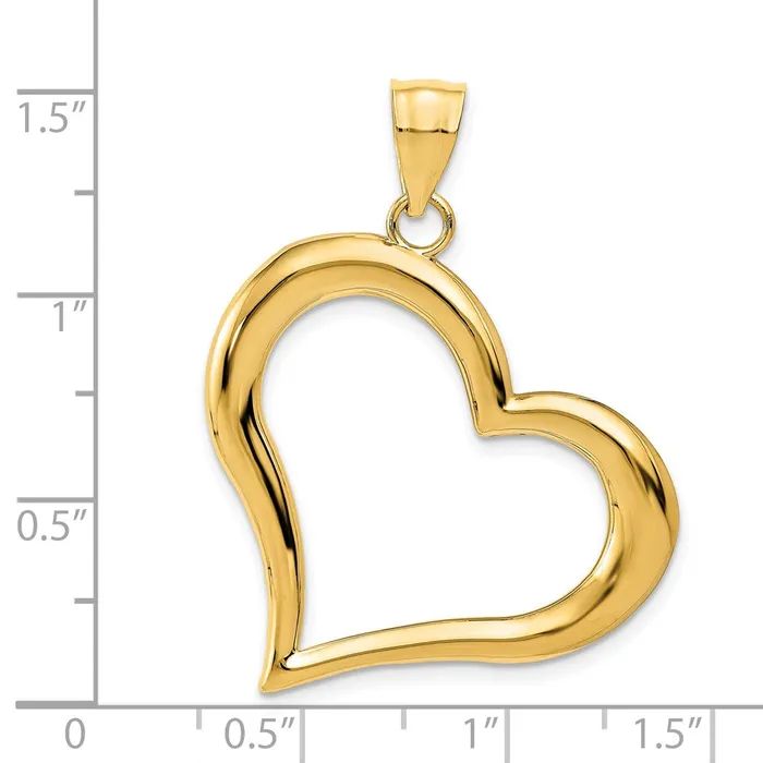Goldia 14k Yellow Gold Polished Dangling Heart Pendant Necklaces