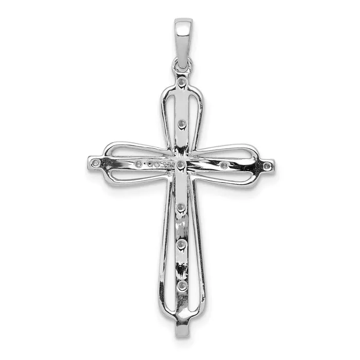 Goldia 14k Yellow Gold Rhodium 06ct Real Diamond Cross Pendant Necklaces