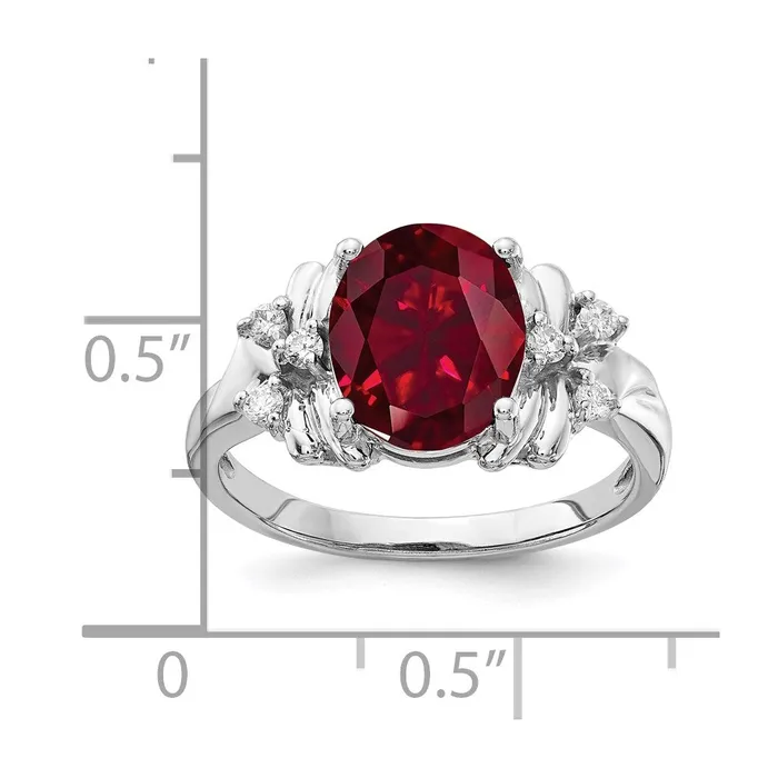 goldiaca Rings 14k White Gold 10x8mm Oval Created Ruby AA Real Diamond ring
