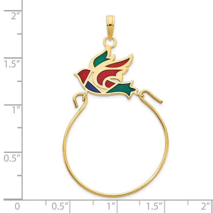 Goldia Charm Necklaces 14k Yellow Gold Epoxy Bird Charm Holder Pendant