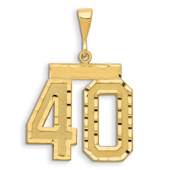 Goldia Charm Necklaces 14k Yellow Gold Small Brushed Diamondcut Number 40 Charm