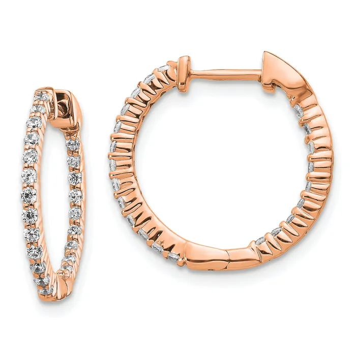 Goldia Earrings 14k Rose Gold 12 Ct Lab Grown Diamond VSSI G In and Out Hoop Earrings