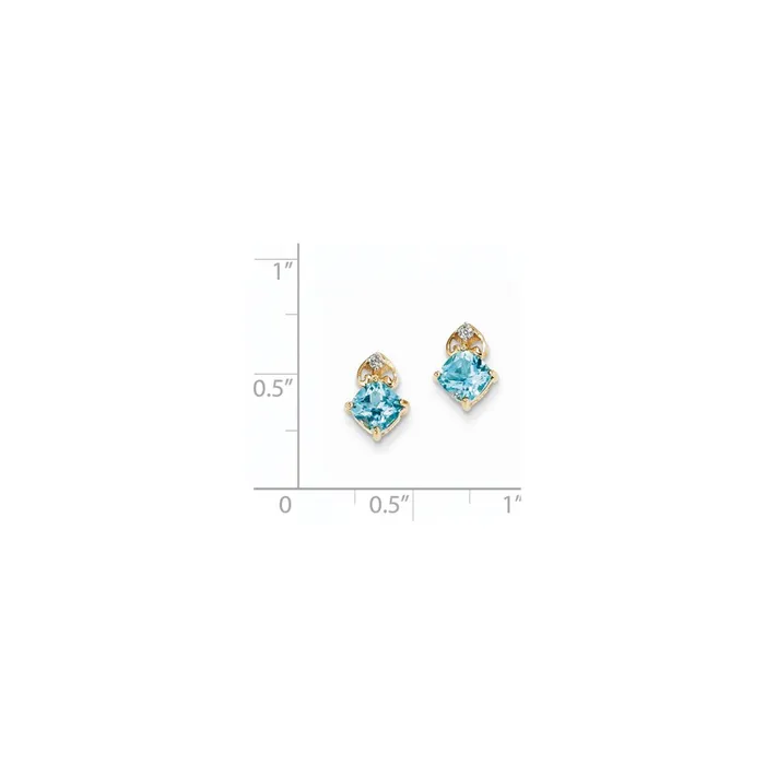 Goldia Earrings 14k Yellow Gold Real Diamond u0026 Light Swiss Blue Topaz Post Earrings