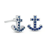 Goldia Earrings LabCreated Blue Sapphire Anchor Stud Earrings in Sterling Silver Goldia Earrings LabCreated Blue Sapphire Anchor Stud Earrings in Sterling Silver