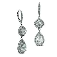 Goldia Earrings MultiShaped LabCreated White Sapphire Double Drop Earrings in Sterling Silver Goldia Earrings MultiShaped LabCreated White Sapphire Double Drop Earrings in Sterling Silver