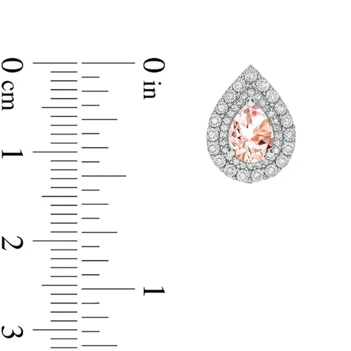 Goldia Earrings PearShaped Morganite and 025 CT TW Diamond Double Frame Stud Earrings in 10K White Gold Goldia Earrings PearShaped Morganite and 025 CT TW Diamond Double Frame Stud Earrings in 10K White Gold