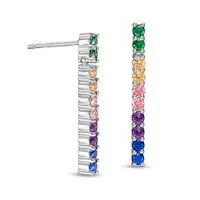 Goldia Earrings Simulated MultiColor Sapphire Duos Linear Bar Drop Earrings in Sterling Silver Goldia Earrings Simulated MultiColor Sapphire Duos Linear Bar Drop Earrings in Sterling Silver