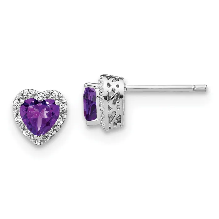 Goldia Earrings Sterling Silver Amethyst and Real Diamond Earrings