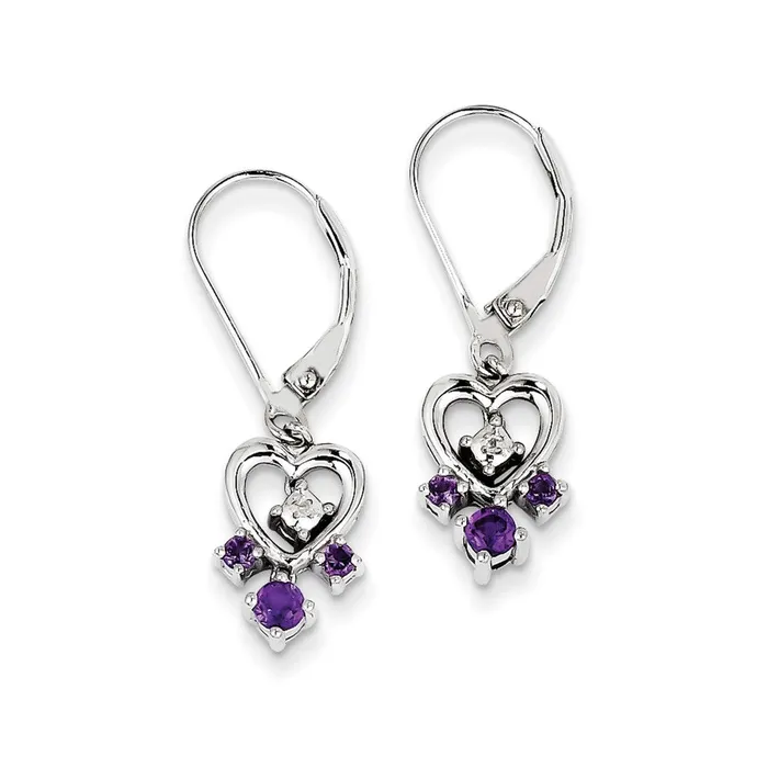 Goldia Earrings Sterling Silver Amethyst Diamond Earrings