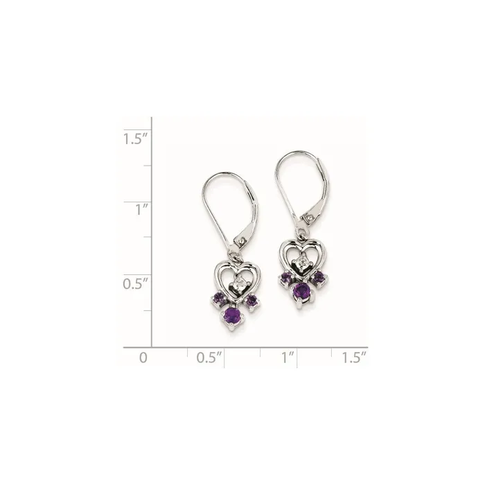 Goldia Earrings Sterling Silver Amethyst Diamond Earrings