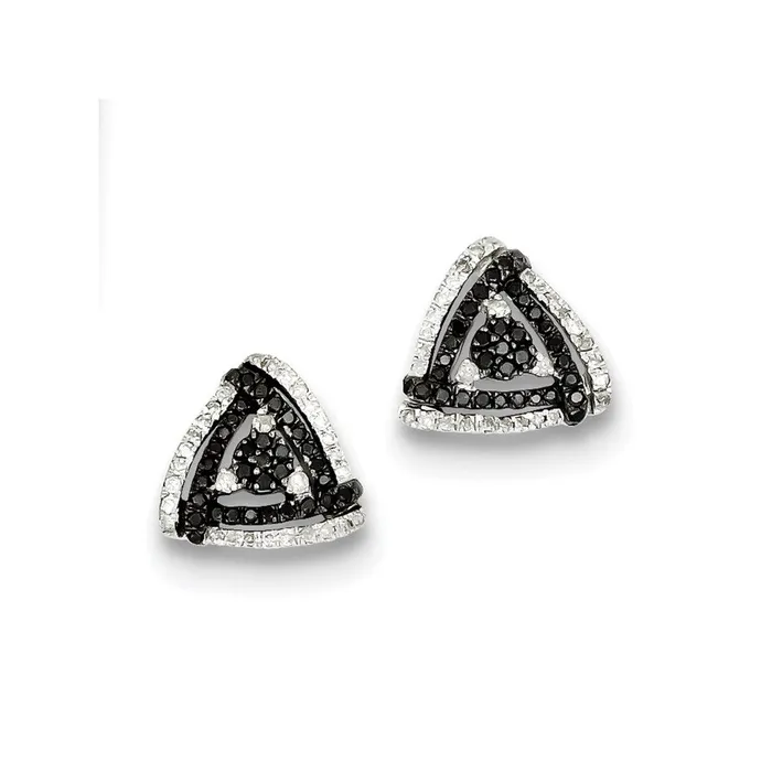 Goldia Earrings Sterling Silver BlackWhite Diamond Triangle Earrings