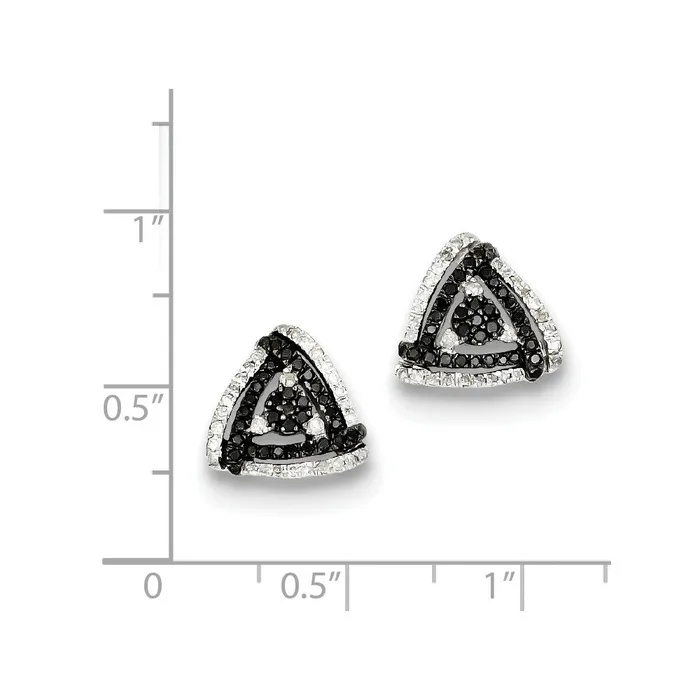 Goldia Earrings Sterling Silver BlackWhite Diamond Triangle Earrings