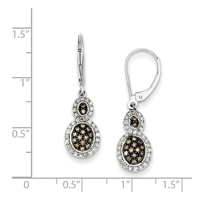 Goldia Earrings Sterling Silver Champagne Diamond Oval Leverback Earrings