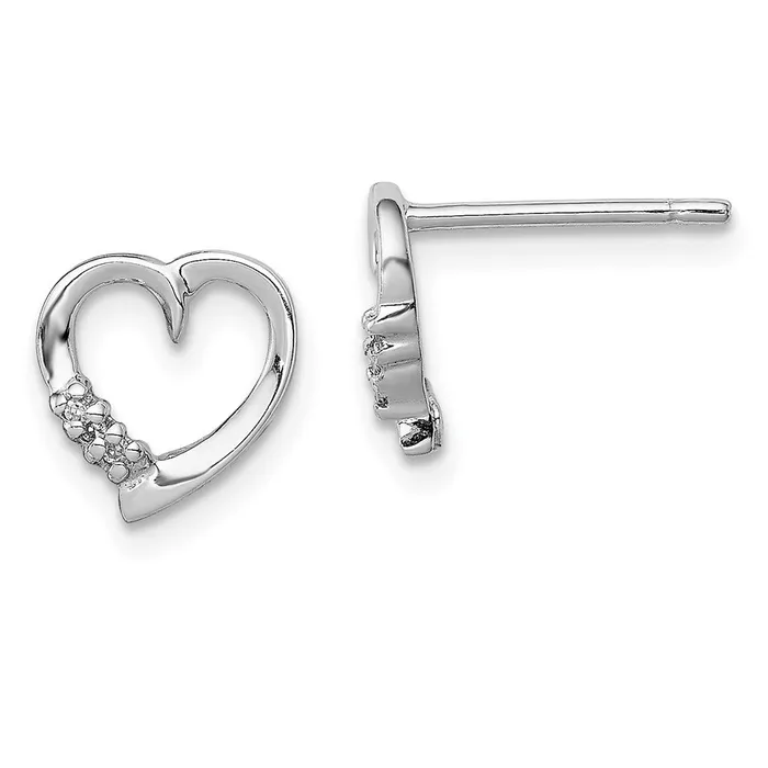 Goldia Earrings Sterling Silver Rhodium Diamond Heart Post Earrings
