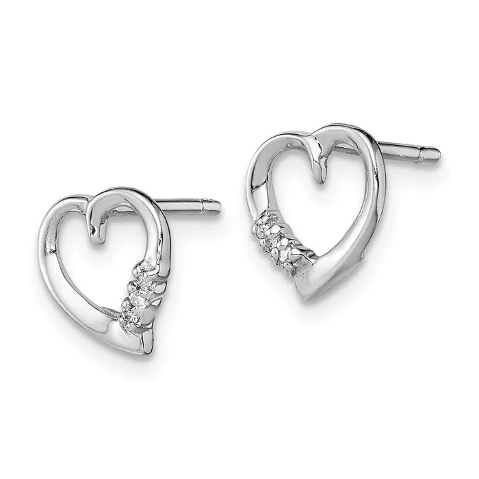 Goldia Earrings Sterling Silver Rhodium Diamond Heart Post Earrings